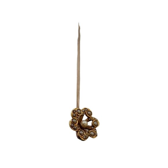 Vintage 18kt Gold & Pearl Stick Pin (A5279) - Picture 5 of 6